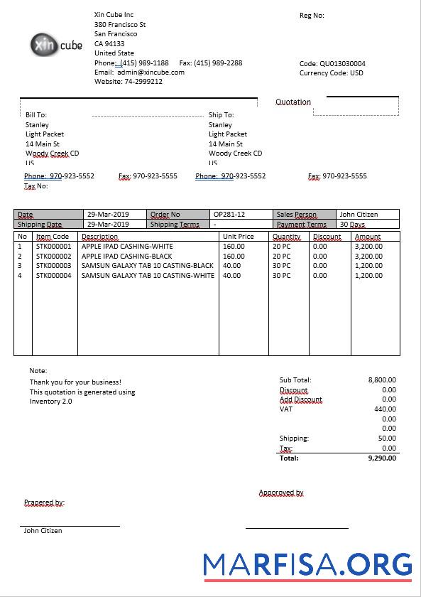 Realistic USA San Francisco Xincube utility bill template in Word and PDF format